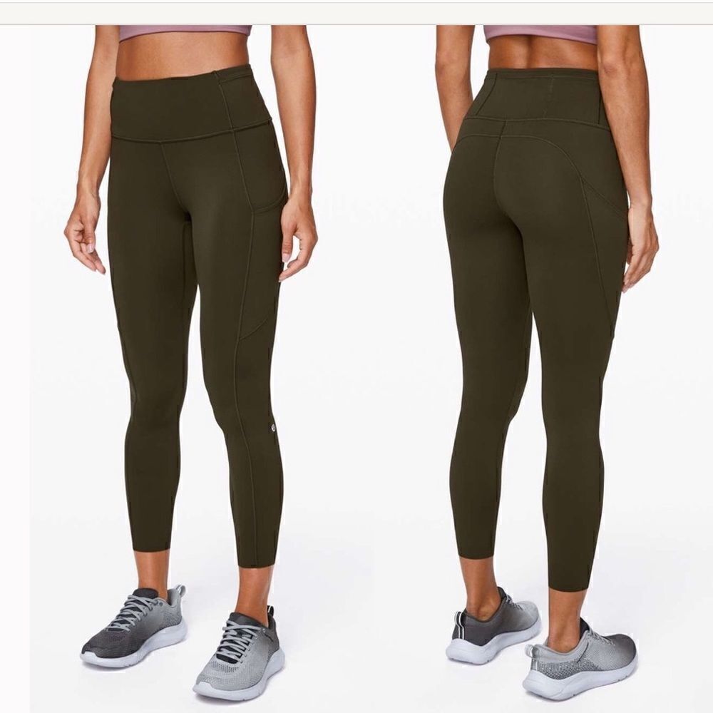 Lululemon womens Fast and Free Tight 25" Non Reflective Olive